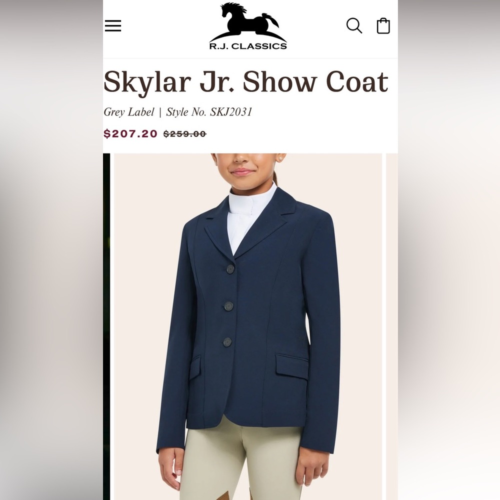 RJ Classics Skylar Jr. Show Coat - Girls 8s Navy
